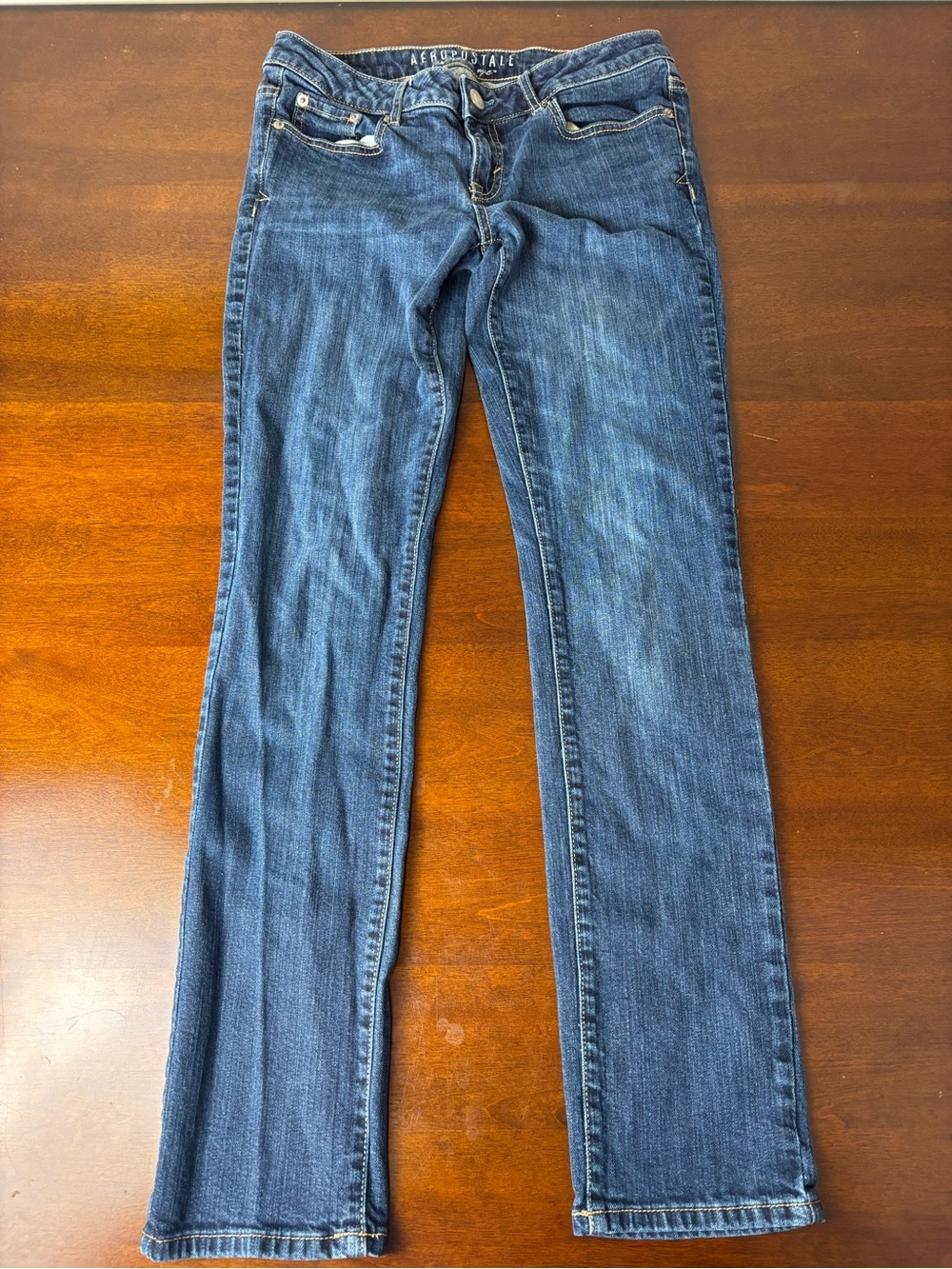 Aeropostale Women's Straight Leg Jeans - Dark Blue Wash